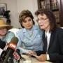 Linda Ridgeway Whitedeer (R), a former actress, speaks about an alleged assault by Bill Cosby as attorney Gloria Allred (C) and Colleen Hughes (L) look on during a news conference with new accusers against comedian Bill Cosby at Allred's office in Los Angeles, California August 12, 2015. Three more women accused comedian Bill Cosby of sexual assault on Wednesday, providing detailed allegations of abuse they said the veteran television star subjected them to decades ago. REUTERS/Patrick T. Fallon