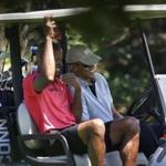 President Barack Obama played golf with former Celtic Ray Allen on Wednesday in Oak Bluffs. 