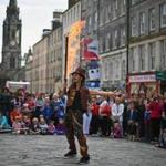 Fringe entertainers on the city?s Royal Mile in 2014.