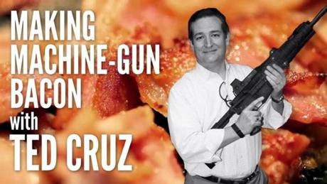 A video of Senator Ted Cruz of Texas cooking bacon on the barrel of a rifle has been viewed more than 850,000 times.
