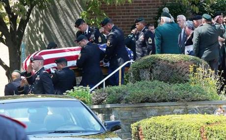 Family and friends left the church after the funeral for 1st Sgt. Peter Andrew McKenna Jr. 
