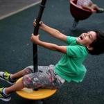 Juan Diego Fuste got to enjoy one of the last days of Summer at Chief John A Martin Playground in Dorchester. 