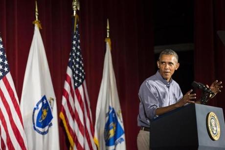 President Obama spoke during the AFL-CIO Labor Day breakfast in Boston. 
