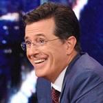 Stephen Colbert (right) talked with Republican presidential candidate Jeb Bush during the premiere episode of 