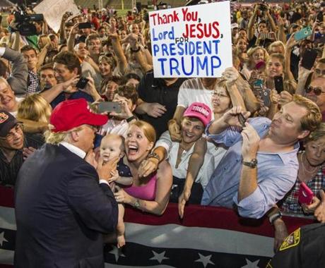 Donald Trump greeted supporters in Mobile, Ala., on Aug. 21.

