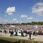 Pope Francis arrived Monday in Holguin, Cuba, to celebrate Mass at the Plaza of the Revolution.