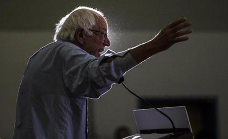 Bernie Sanders spoke in Seabrook, N.H. on Sunday.
