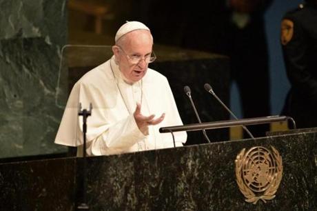 Pope Francis spoke during the 70th session of the UN General Assembly.
