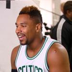 Waltham Ma 09/25/2015 Boston Celtics player Jared Sullinger at Media Day interview session. Staff/Photographer Jonathan Wiggs Topic: Reporter
