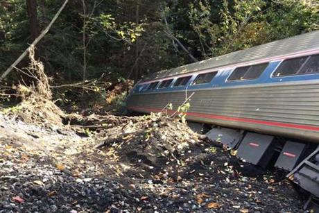 The derailment took place around 10:30 a.m. in Northfield after striking a rock slide on the tracks.
