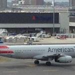 American Airlines Flight 550 landed at Logan Airport Monday after arriving from Syracuse.