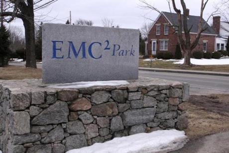 The entrance to EMC Park in Hopkinton.
