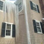 The writer?s home was laden with icicles.