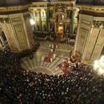 More than a thousand mourners packed into St. Isaac?s Cathedral in St. Petersburg, Russia, for a service Sunday for the crash victims. Bells rang 224 times to remember each victim.