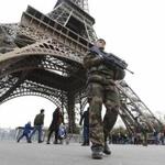 French military patroled near the Eiffel Tower the day after a series of deadly attacks in Paris.