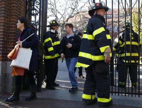 People were evacuated from Harvard on Monday after the university received a bomb threat.
