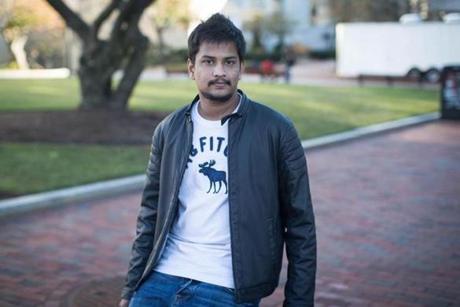 aBoston, MA - 11/16/2015 - Northeastern student Srikar Reddy of India is photographed in Boston, MA, November 16, 2015. (Keith Bedford/Globe Staff)
