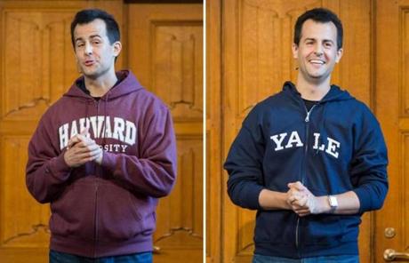 David Malan revealed a Yale sweatshirt beneath a Harvard one as he taught the first CS50 class at Yale University this fall.
