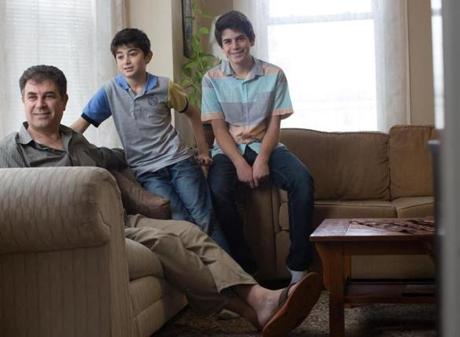 Ali Al Jundi, with his sons Mohaned and Mohammed, found a home in Waltham.
