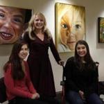  Patricia Weltin (top), with her daughters Hana, 16, and Olivia, 19, both of whom have the rare Ehlers-Danlos syndrome, organized the Beyond the Diagnosis art exhibit. 