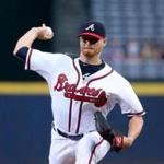 Sep 16, 2015; Atlanta, GA, USA; Atlanta Braves starting pitcher Shelby Miller (17) delivers a pitch to a Toronto Blue Jays batter in the first inning of their game against the Atlanta Braves at Turner Field. Mandatory Credit: Jason Getz-USA TODAY Sports