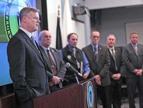 Governor Charlie Baker, joined by emergency management officials, on Wednesday announced a projected $120 million in federal reimbursements.
