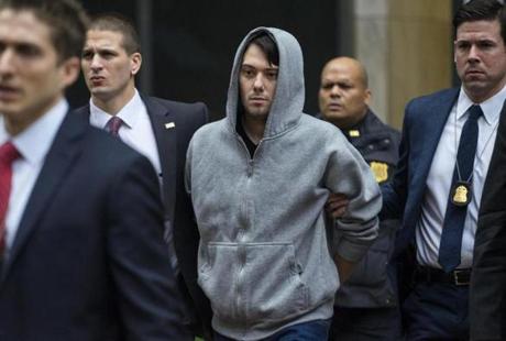 Martin Shkreli was escorted by law enforcement agents in New York on Thursday.
