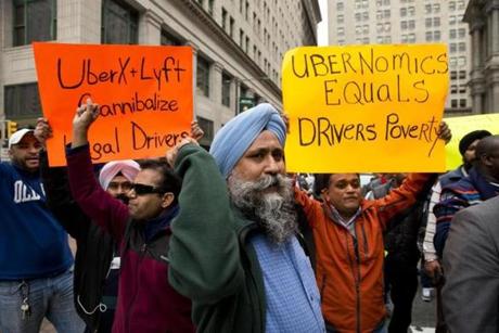 Philadelphia taxi drivers protested Uber X and Lyft ride services on Dec. 16.
