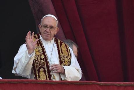 Pope Francis waved from the balcony of St Peter?s basilica during the traditional ?Urbi et Orbi? Christmas message. 
