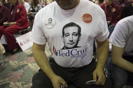 One supporter donned a Ted Cruz t-shirt during a campaign stop in Oklahoma City on Wednesday. 
