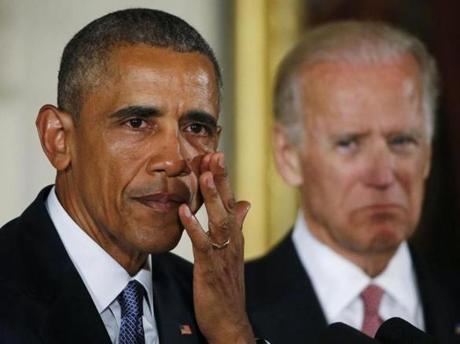 President Obama wiped away tears as he announced new gun control measures Tuesday. 
