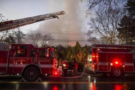 Fire and smoke could be seen from Route 1 early Wednesday morning, according to news reports. 
