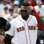 Boston, Massachusetts -- 7/05/2015-- Red Sox David Ortiz flips his batting hat after striking out against the Astros during the first inning of play at Fenway Park in Boston, Massachusetts July 5, 2015. Jessica Rinaldi/Globe Staff Topic: RedSox-Astros Reporter: 