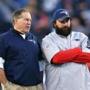 FOXBORO, MA - DECEMBER 06: Patriots head coach Bill Belichick of the New England Patriots talks with defensive coordinator Matt Patricia before their game against the Philadelphia Eagles at Gillette Stadium on December 6, 2015 in Foxboro, Massachusetts. (Photo by Maddie Meyer/Getty Images)