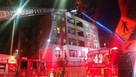 Firefighters battled the three-alarm blaze on Saturday.
