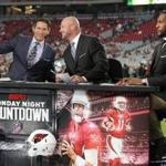 ESPN relies on its sportscasts and on coverage of premier games, such as its Monday night football show, featuring commentators and former NFL players (from left) Steve Young, Trent Dilfer, and Ray Lewis. 