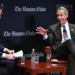Congressman Stephen F. Lynch (right) was questioned by Boston Globe political reporter Joshua Miller on Thursday.