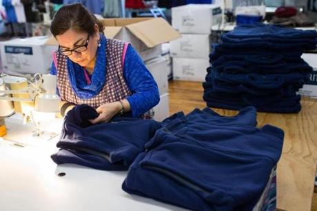 Adrianna Matos sewed clothing at Darnit, a textile company that fixes the mistakes on textiles and apparel made in other countries. 
