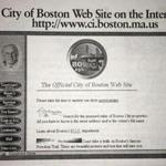 What the homepage of the City of Boston's website looked like, as seen in a 1996 newsletter announcing the launch of the City's official website. 