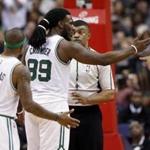 Boston Celtics forward Jae Crowder (99) talks with referee Tony Brothers after Crowder received a technical foul in the second half of an NBA basketball game against the Washington Wizards, Saturday, Jan. 16, 2016, in Washington. The Celtics won 119-117. (AP Photo/Alex Brandon)