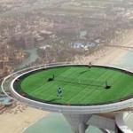One of the more unusual helipads is at the Burj Al Arab hotel in Dubai, which used its 692-foot perch for a friendly 2005 tennis match between Andre Agassi and Roger Federer, a publicity event.