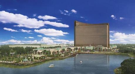 An architectural rendering of the proposed Wynn casino in Everett.
