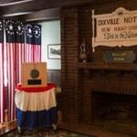 The Dixville Notch ballot box sat in the ballot room where voting will happen at midnight on Febuary 9. 