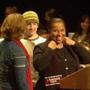 Carol Moseley Braun and McLane Heckman at a campaign event at Concord High School in Dec. 2003. 