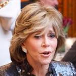 Jane Fonda and Margery Eagan shared a laugh Sunday night at the Coolidge Corner Theater.