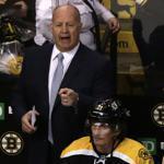 Boston Bruins head coach Claude Julien during the overtime of an NHL hockey game in Boston, Tuesday, Feb. 2, 2016. (AP Photo/Charles Krupa)