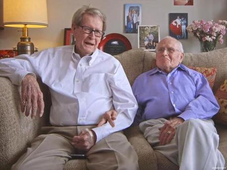 Jack Evans and George Harris of Dallas, Texas, together for 55 years, are celebrating their first Valentine's Day as a married couple. They are featuring in a new online Necco ad campaign for Sweethearts candies. 
