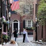 A couple took photos on Acorn Street in Beacon Hill before their wedding last year. 