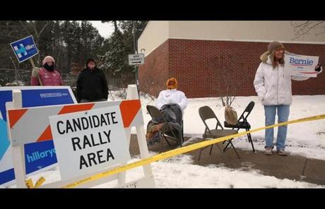 A handful of residents showed their support for their candidates in the ?candidate rally area? in Seabrook. 

