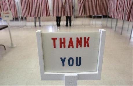 Voters were thanked at the Baptist Parish Hall in Allenstown, N.H.
